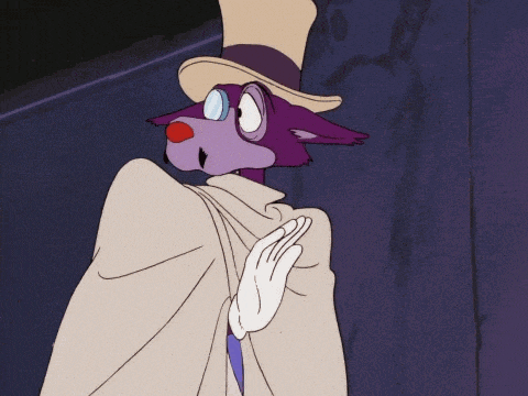 a cartoon character with a top hat and a white cape