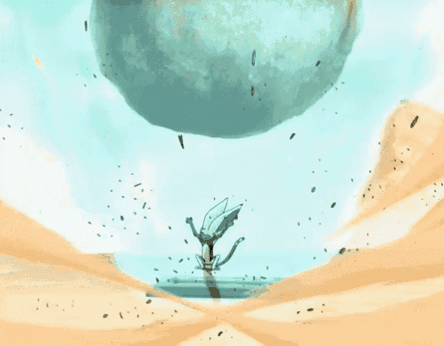 a large ball is flying through the air above a desert landscape