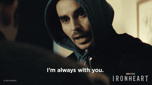 a man in a hooded sweatshirt says i 'm always with you
