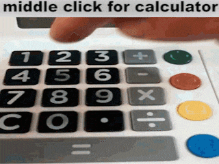 a person is using a calculator with the words middle click for calculator