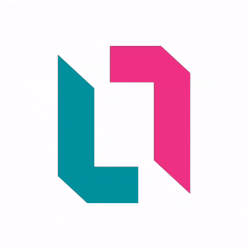 a blue and pink logo with the letter s on it