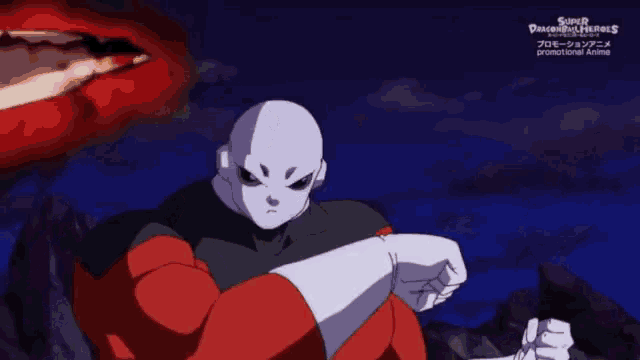 a cartoon character is fighting another cartoon character with a fist .