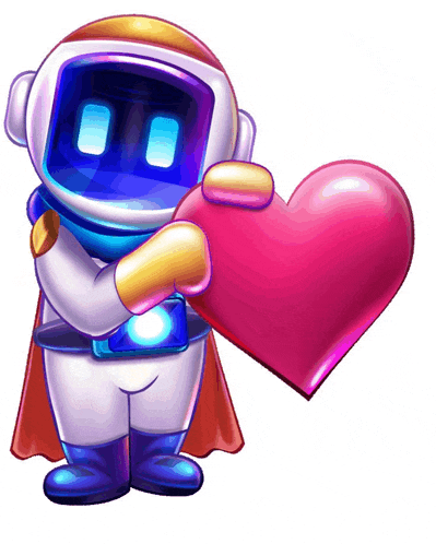 a cartoon of an astronaut holding a heart