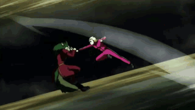 a couple of anime characters fighting each other