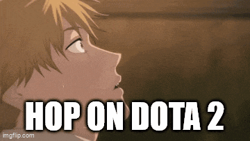 a picture of a man with the words hop on dota 2 on it .