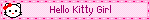 hello kitty girl is written on a pink background with polka dots