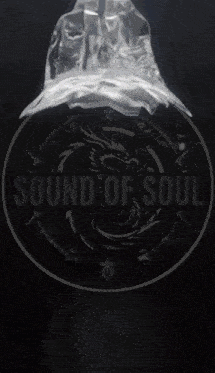 a black and white logo for sound of soul with a dragon