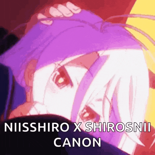 a close up of a person 's face with the words nisshiro x shirosni canon written above it .
