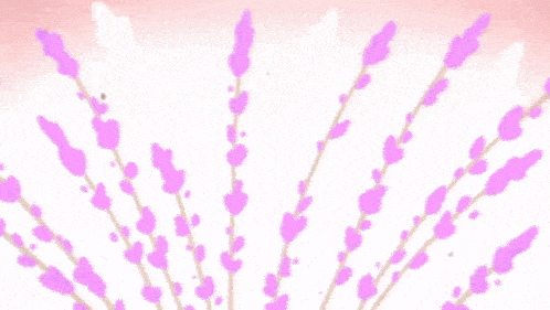 a drawing of purple flowers with a pink background