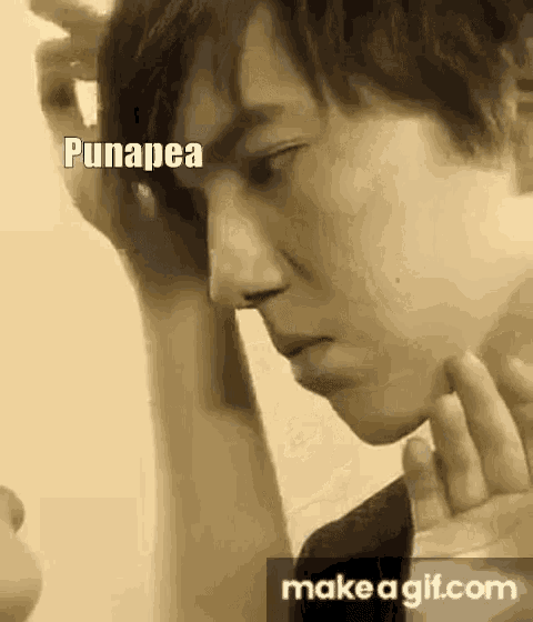 a close up of a man 's face with his hands on his face and a caption that says punapea .