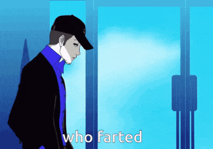 a cartoon of a man with the words who farted