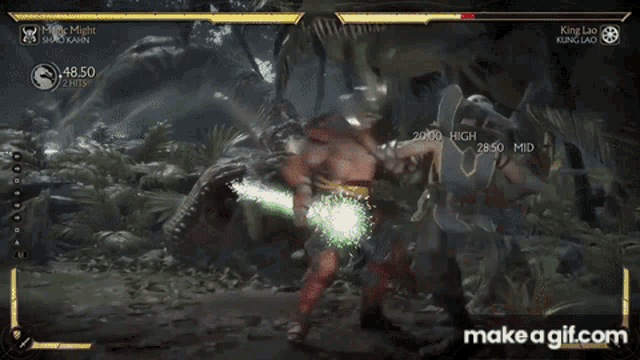 a screenshot of a video game shows a character named shao karn