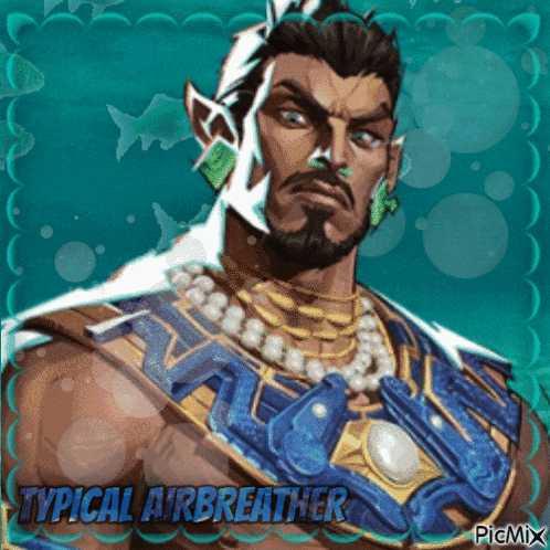 a picture of a man with the words typical airbreather below him