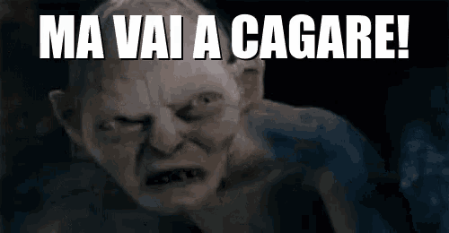 a picture of a goblin with the words ma vai a cagare written above him .