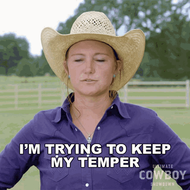 Im Trying To Keep My Temper Under Control Katey Jo Gordon GIF - Im Trying To Keep My Temper Under Control Katey Jo Gordon Ultimate Cowboy Showdown GIFs
