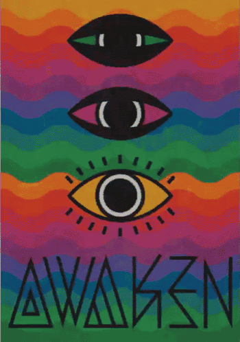 a colorful poster that says awaken on it