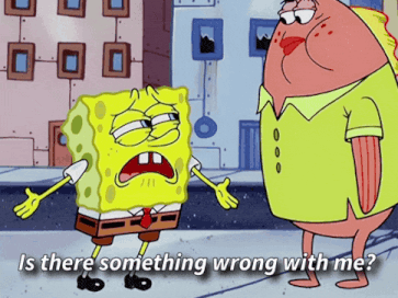 a cartoon of spongebob and patrick saying something wrong