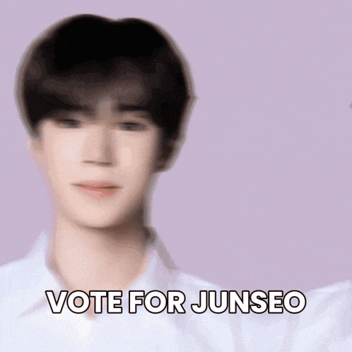 a blurry picture of a man with the words vote for junseo written on it