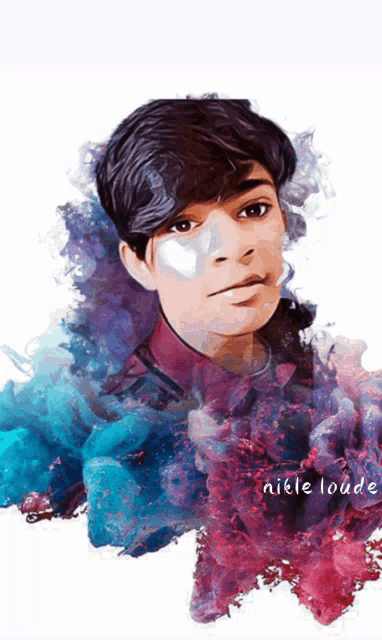 a painting of a young man with the name nicole lourd written below him