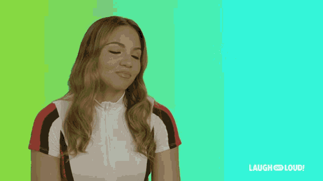 a woman says the word shawty on a green background
