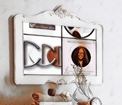 a drawing of a mirror with the words vera thomas show