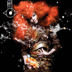 an illustration of a woman with red hair and a music note