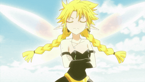 a girl with yellow hair and braids looks surprised