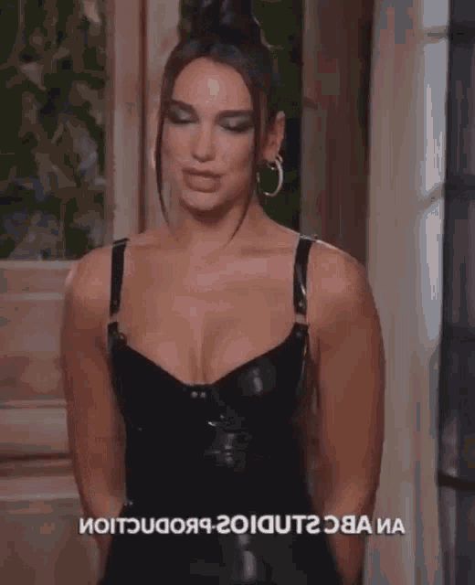 Dua Lipa Latex Dress GIF