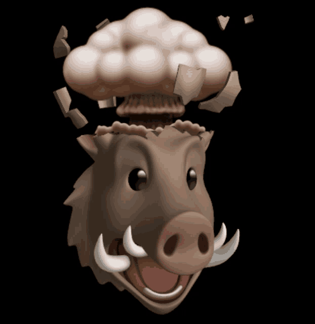 a cartoon illustration of a boar with a mushroom coming out of its head