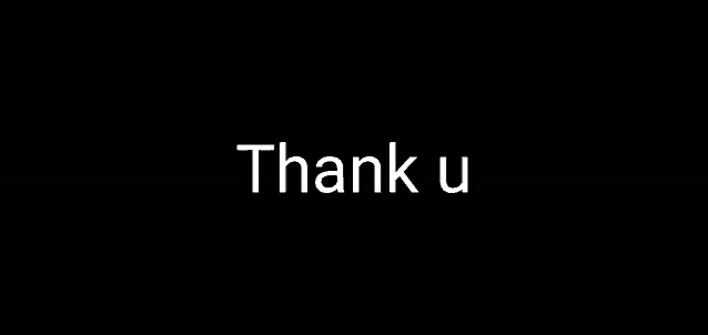 a black background with the words `` thank u '' written in white letters .