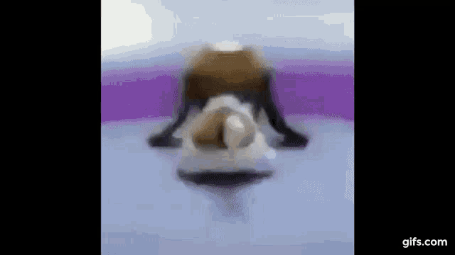 a blurred image of a person sitting on a table .