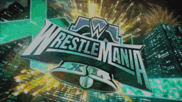 a wrestlemania xl logo with a bell in the foreground