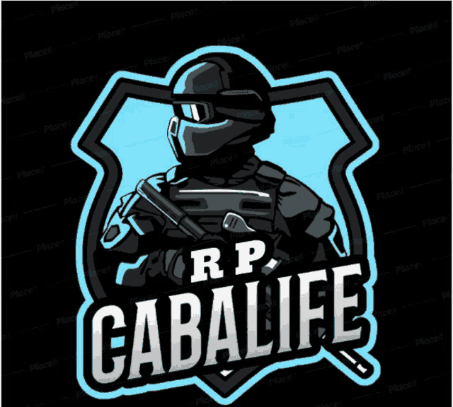 a logo for rp cabalife with a soldier in a helmet holding a gun
