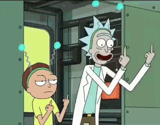 rick and morty from rick and morty giving the middle finger