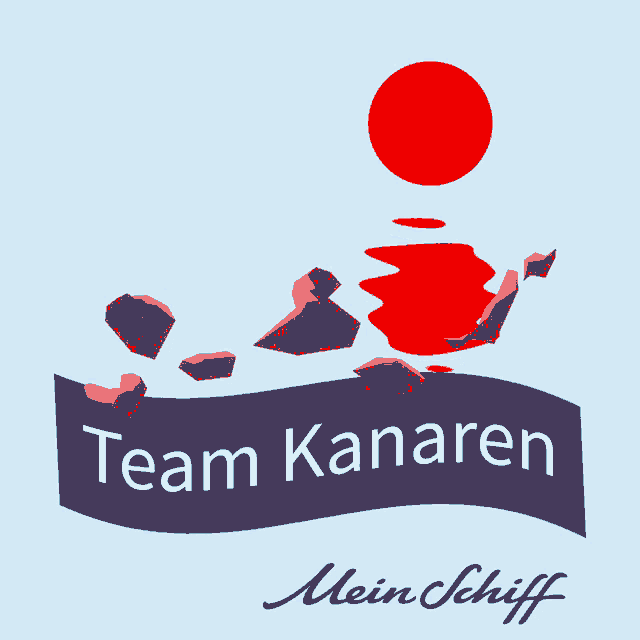 a logo for team kanaren mein schiff with a dolphin