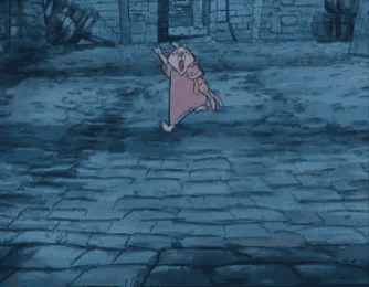a cartoon character is holding a stuffed animal in his hands