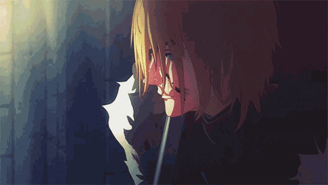a cartoon of a man with a sword in his mouth