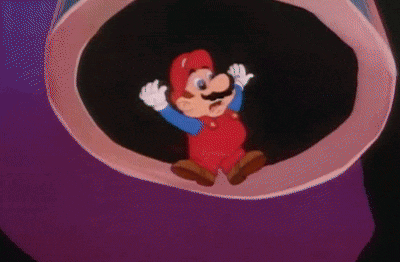 a cartoon character , mario , is sitting in a purple circle .