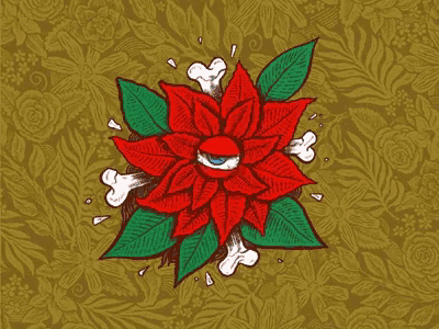 Creepy Eye Poinsettia GIF - Creepy Eye Poinsettia Happy Holidays GIFs