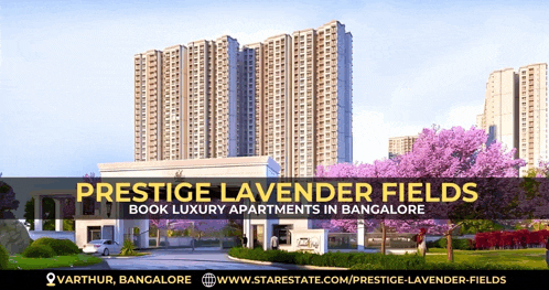 an advertisement for prestige lavender fields book luxury apartment in bangalore