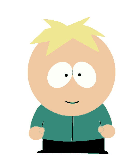 a cartoon character with a blue shirt and green pants