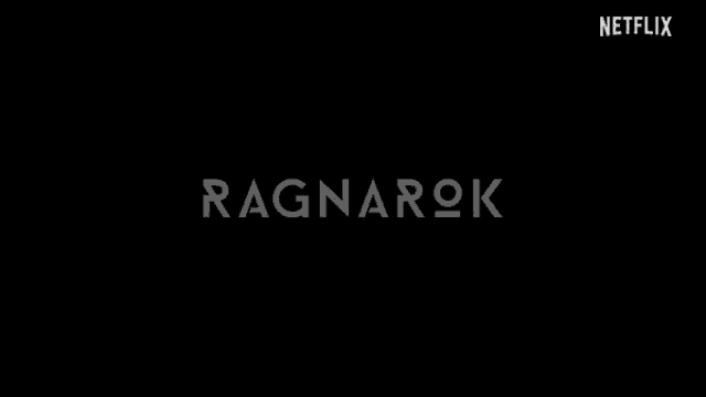 a black background with the word ragnarok written in white letters .