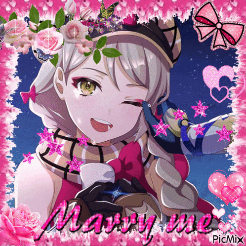 a picture of a girl with the words marry me written on the bottom