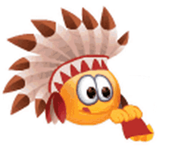 a cartoon character is wearing a headdress and smoking a pipe
