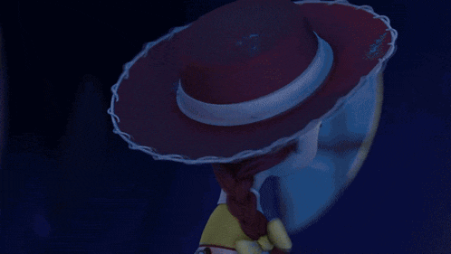 a close up of jessie from toy story looking at something