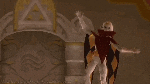 a pixel art of a man standing in front of a wall with his arms outstretched in a video game .