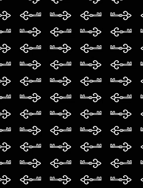 a seamless pattern of white keys and anchors on a black background .