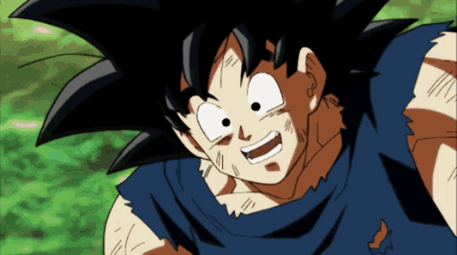 a cartoon character with a blue shirt and black hair