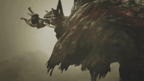 a close up of a monster 's back with a screenshot of the game being played
