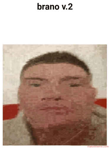 a blurry picture of a man 's face with the words brano v.2 above it